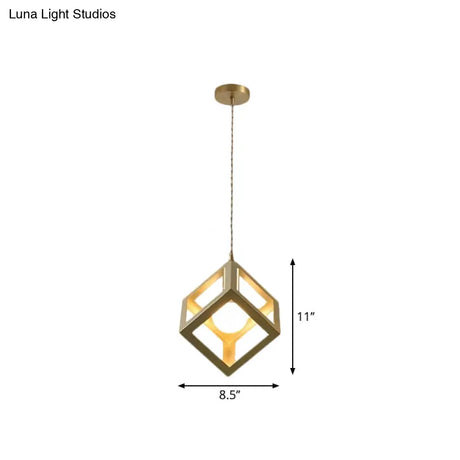 Industrial Metal Pendant Lighting With Gold Finish And Wire Frame For Dining Room Or Ambient
