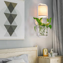 Industrial Metal Wall Sconce Light With Led Cylinder Head - Black/White For Bedroom White