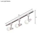 Industrial Metallic Linear Ceiling Light - 3/4 Heads Adjustable Semi Flush Track Fixture With Cup