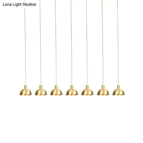 Industrial Multi-Hanging Pendant Lamp With Gold Dome Shade - 3/5/7 Lights For Restaurant Lighting