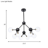 Industrial Living Room Chandelier Lamp With Sputnik Design And Amber/Clear/Smoke Gray Glass - 3/9/12