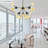 Industrial Orb Chandelier Lamp With Sputnik Design Amber/Clear/Smoke Gray Glass 3/9/12 Lights