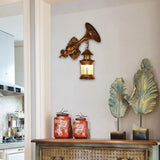 Industrial Rustic Kerosene Wall Sconce Lamp With Trumpet Design - Clear Glass And 1-Light Fixture