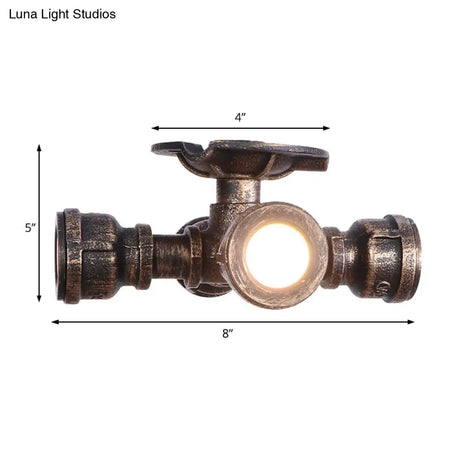 Industrial Rustic Semi-Flush Balcony Light - 4 Wrought Iron Lights Aged Bronze Ceiling Fixture
