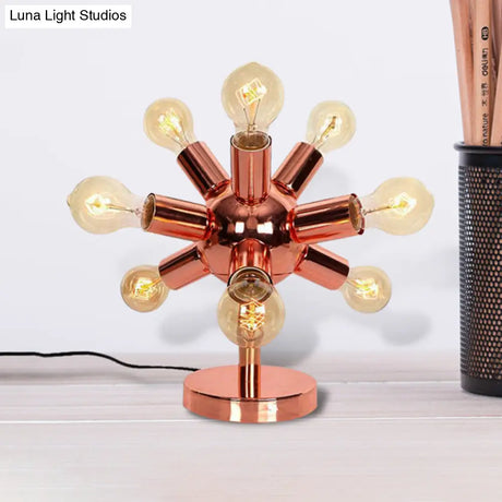 Industrial Style Copper Finish Sputnik Table Lamp | 6/9-Head Metallic Lighting For Bedroom With