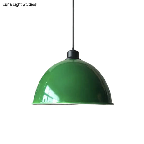Industrial Style Domed Aluminum Ceiling Fixture - 12.5’/14’ Corded Hanging Lamp In Black/Red