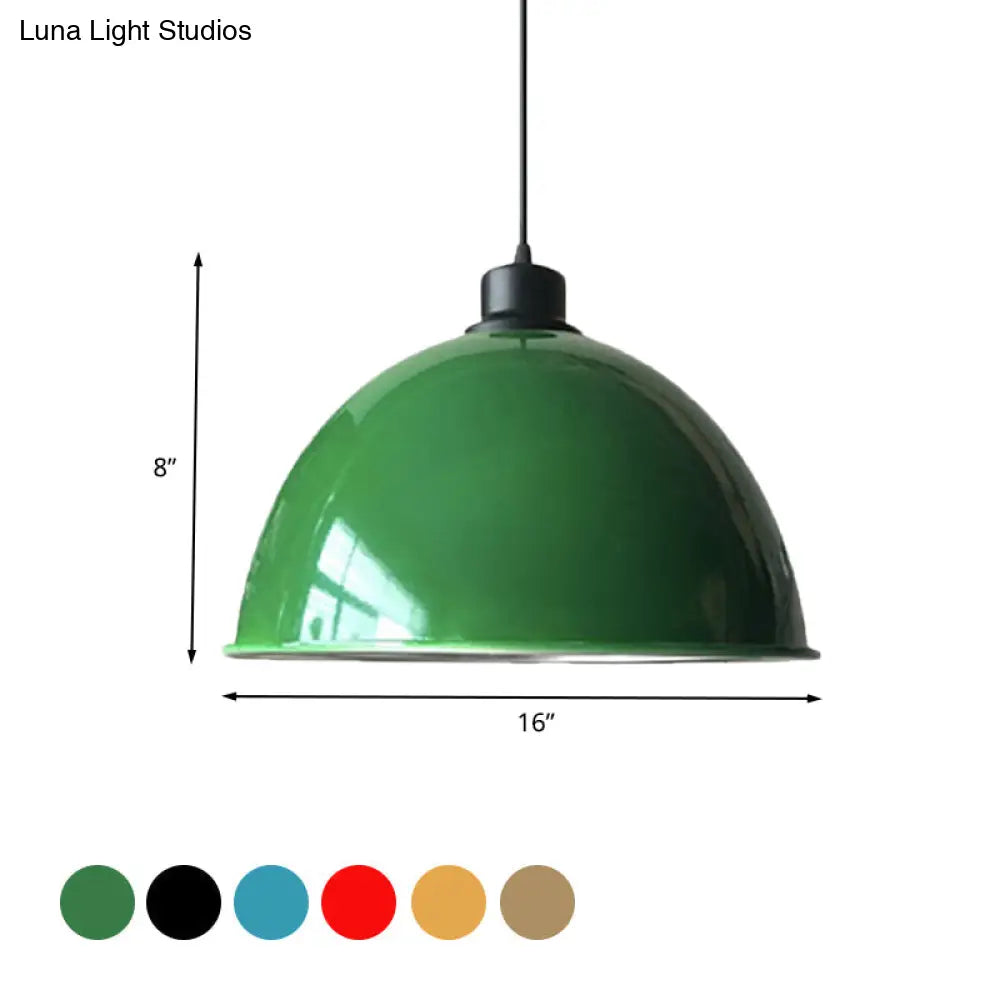 Industrial Style Domed Aluminum Ceiling Fixture - 12.5’/14’ Corded Hanging Lamp In Black/Red