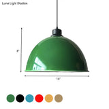 Industrial Style Domed Aluminum Ceiling Fixture - 12.5’/14’ Corded Hanging Lamp In Black/Red