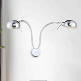 Industrial Style Double Domed Metal Wall Sconce - 2-Light Bedroom Fixture With Flexible Arm