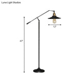 Industrial Style Floor Standing Lamp In Black/Bronze With Flared Metal Shade 10/12 Wide