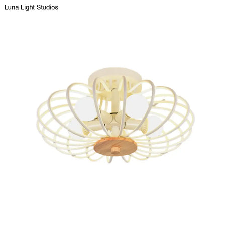 Industrial Style Metal Ceiling Light Fixture - Fan Shaped Semi-Flush Mount With 3/5 Heads