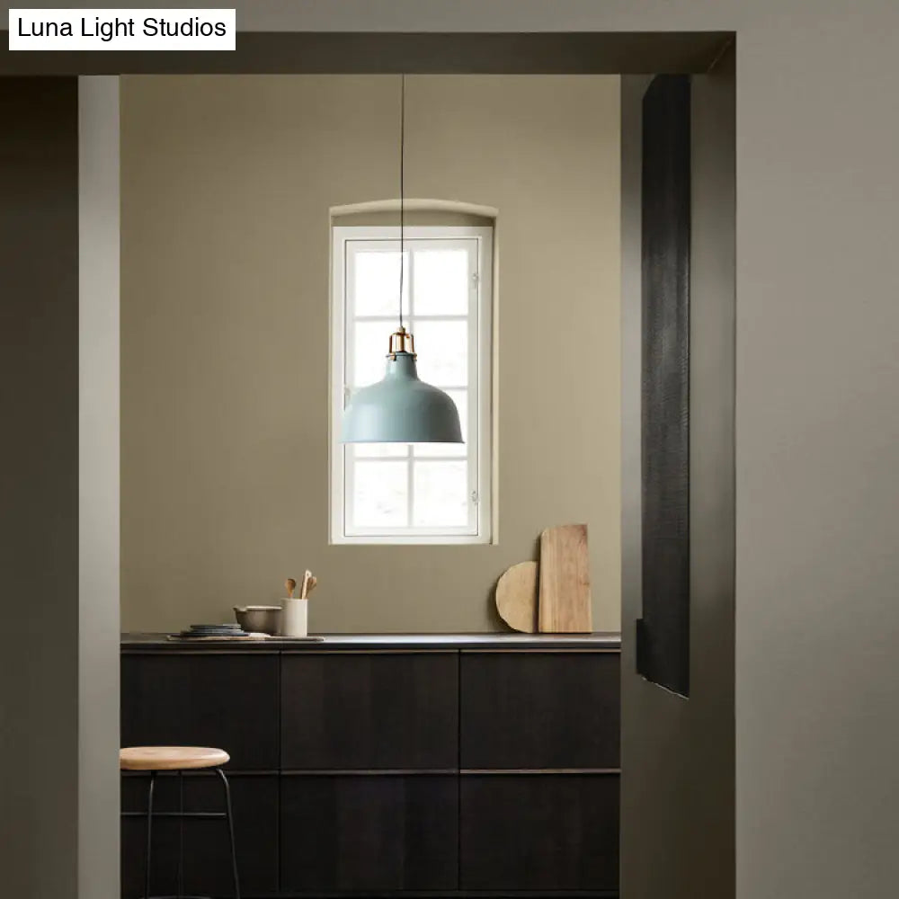 Industrial Style Metal Pendant Light With Adjustable Cord - 1-Light 8.5’/13’ Width Domed