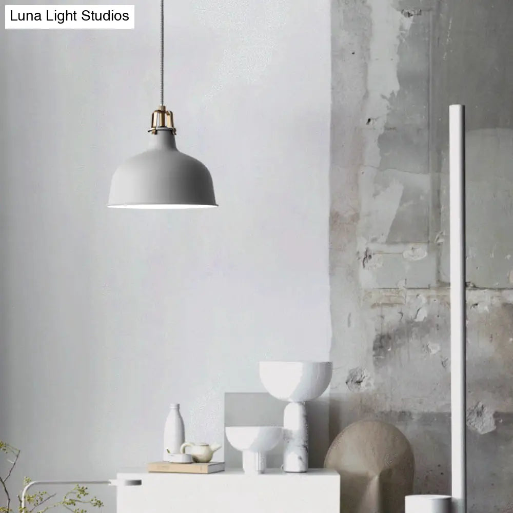 Industrial Style Metal Pendant Light With Adjustable Cord - 1-Light 8.5’/13’ Width Domed