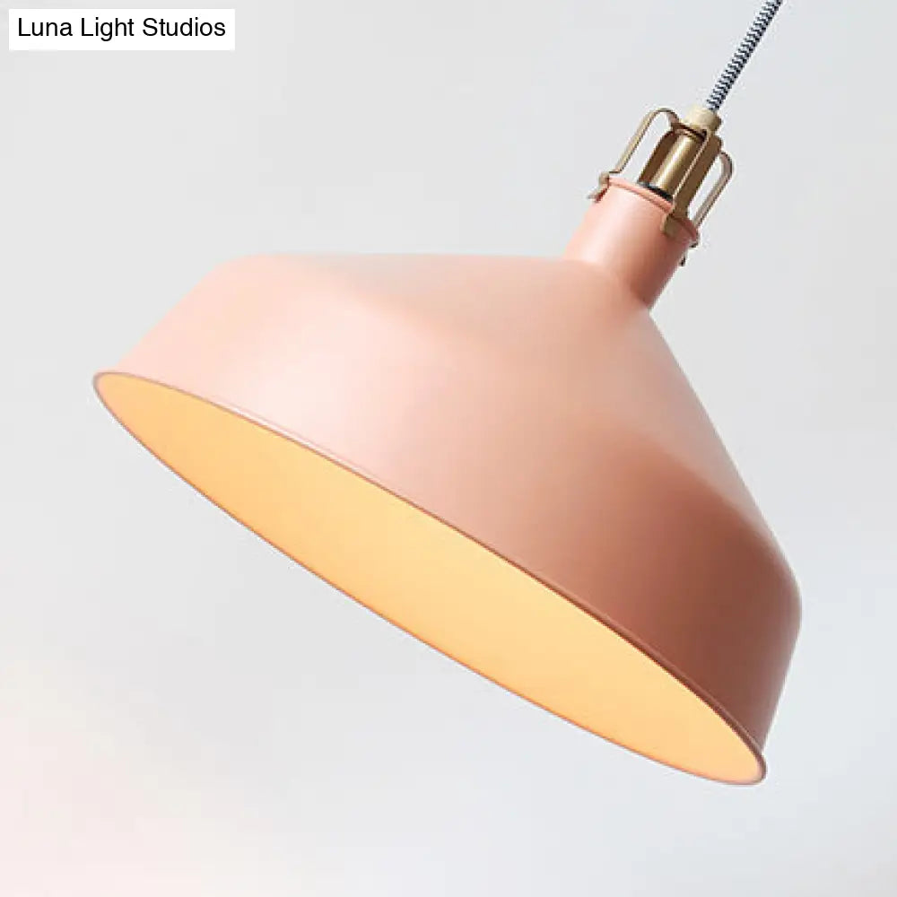 Industrial Style Metal Pendant Light With Adjustable Cord - 1-Light 8.5’/13’ Width Domed