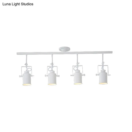 Industrial Style Metallic Cylinder Dining Room Semi-Flush Light Track Fixture - Rotatable