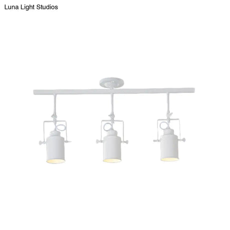 Industrial Style Metallic Cylinder Dining Room Semi-Flush Light Track Fixture - Rotatable