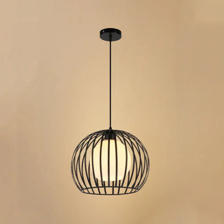 Industrial Style Metallic Global Cage Ceiling Hanging Light Black/White Suspension Ideal For Living