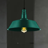 Barn Living Room Pendant Lighting - Industrial Style Metallic Ceiling Light Fixture 1 Bulb Red/Green