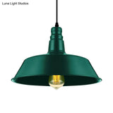 Industrial Style Metallic Pendant Lighting - 10’/14’ Wide Barn Living Room 1 Bulb Red/Green