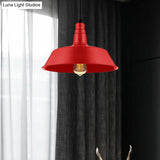 Industrial Style Metallic Pendant Lighting - 10’/14’ Wide Barn Living Room 1 Bulb Red/Green