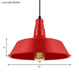 Industrial Style Metallic Pendant Lighting - 10’/14’ Wide Barn Living Room 1 Bulb Red/Green
