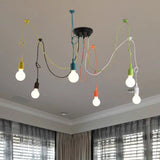 Industrial Style Multi Color Swag Pendant Light Fixture - 6 Lights Restaurant Hanging Lamp (Black