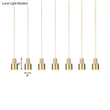 Industrial-Style Tandem Ceiling Pendant Lamp With Metal Gold Finish (3/5/7 Heads)