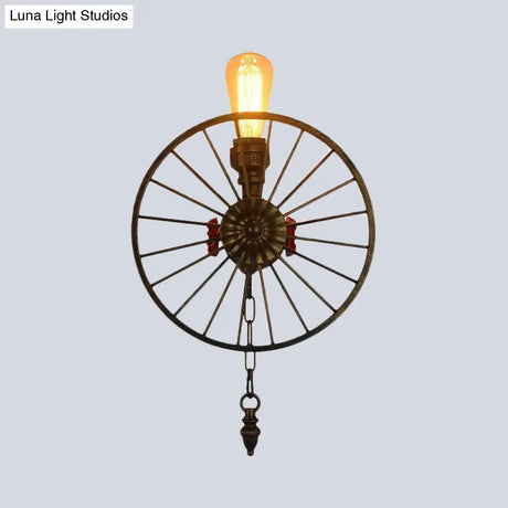Industrial Style Wall Mount Light - Half Head Bare Bulb Silver/Bronze/Antique Brass Wrought Iron