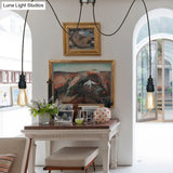 Industrial Swag Hanging Lamp With Exposed Bulb - Black Metal Pendant Light (2/3 Heads)