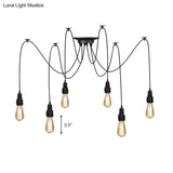 Industrial Swag Hanging Lamp With Exposed Bulb - Black Metal Pendant Light (2/3 Heads)