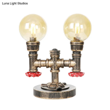 Industrial Task Lighting - Clear/Amber Glass Desk Lamp With Antique Bronze Base