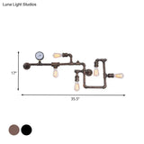 Industrial Twisted Pipe Wall Light Fixture - 5-Head Iron Mount Sconce For Bedroom Black/Bronze