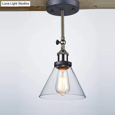 Industrial Wall Sconce Light With Clear Glass Shade - Tapered 1-Light Fixture In