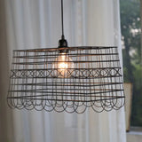 Industrial Wire Mesh Pendant Light With Stylish Metal Black Finish Ideal For Balcony 1-Light