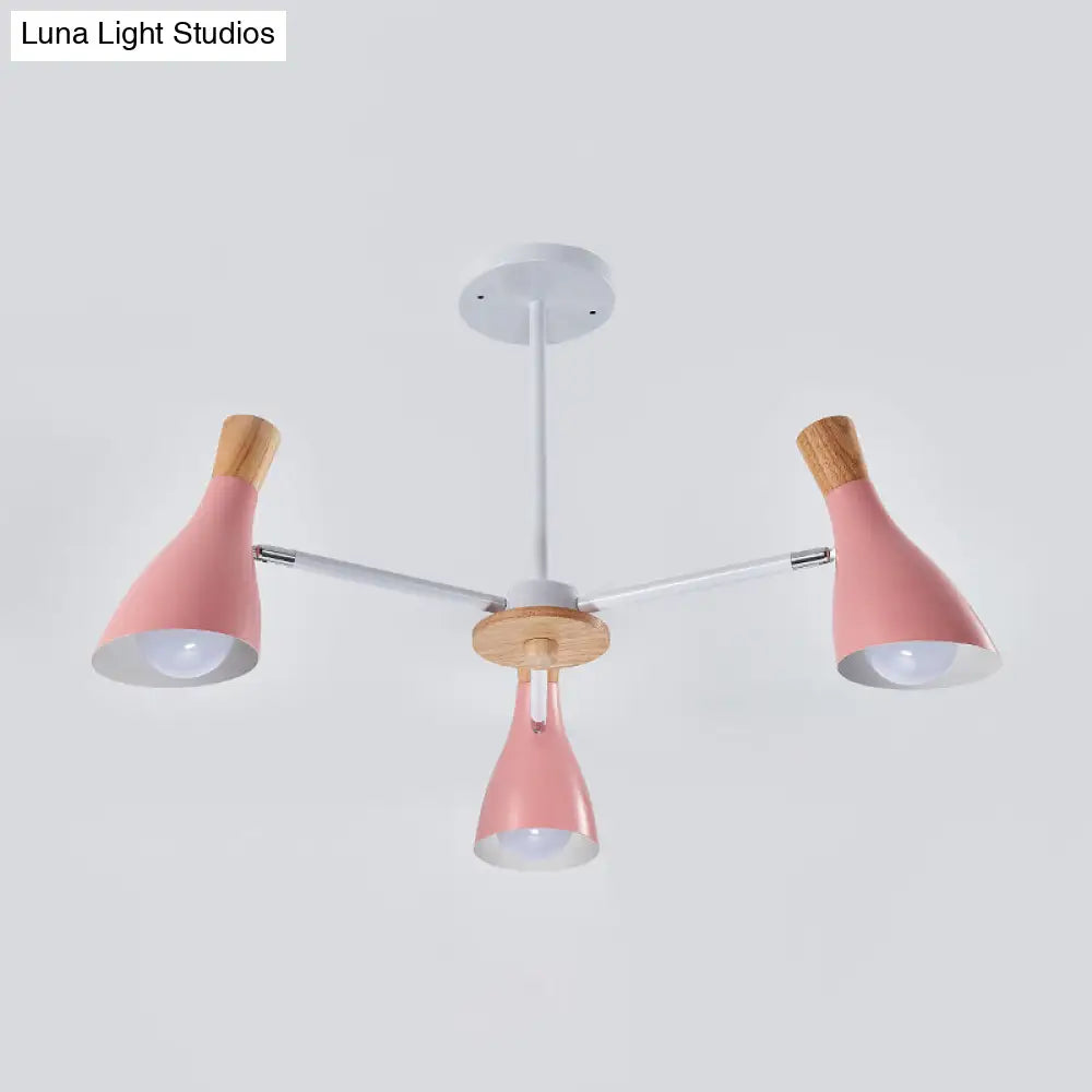 Iron Bias-Cut Bottle Chandelier - Macaron Style Pendant Light For Living Room