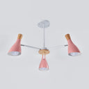 Iron Bias-Cut Bottle Chandelier - Macaron Style Pendant Light For Living Room 3 / Pink