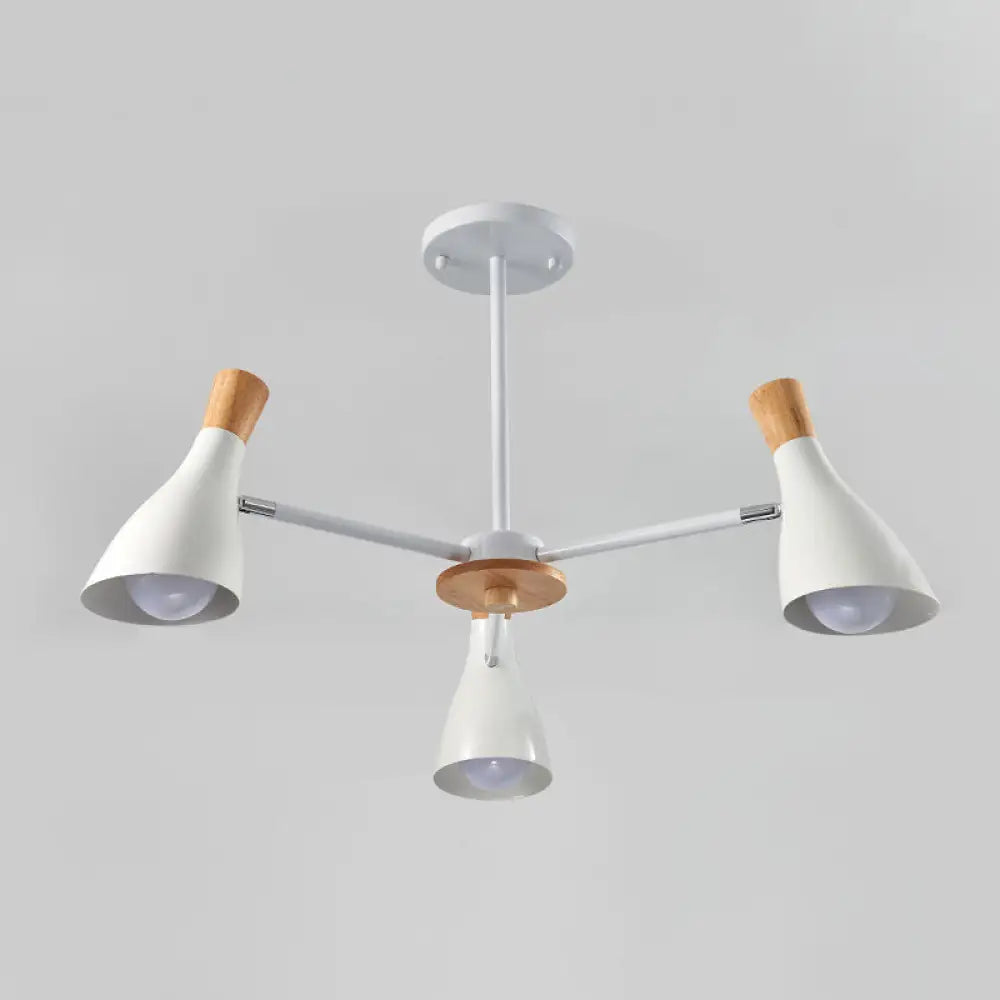 Iron Bias-Cut Bottle Chandelier - Macaron Style Pendant Light For Living Room 3 / White