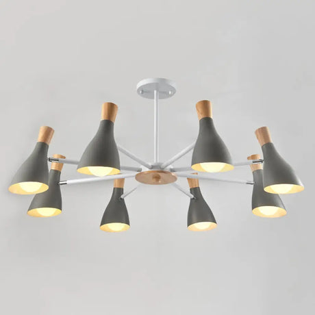 Iron Bias-Cut Bottle Chandelier - Macaron Style Pendant Light For Living Room 8 / Grey