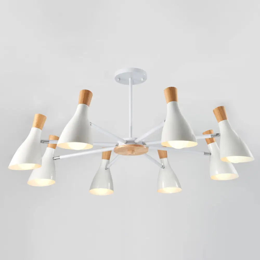 Iron Bias-Cut Bottle Chandelier - Macaron Style Pendant Light For Living Room 8 / White