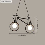 Iron Bicycle Chandelier - Vintage 2 Light Pendant For Dining Table
