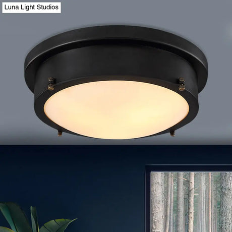 Iron Black Circle Led Flush Mount Light For Corridor - 10/14 Warm/White/3 Color Options / 10 Warm