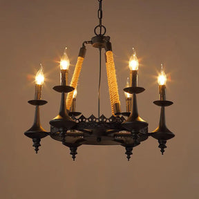 Iron Candle Chandelier Light Fixture - 6/8 Heads Black Dining Room Hanging Ceiling 6 /
