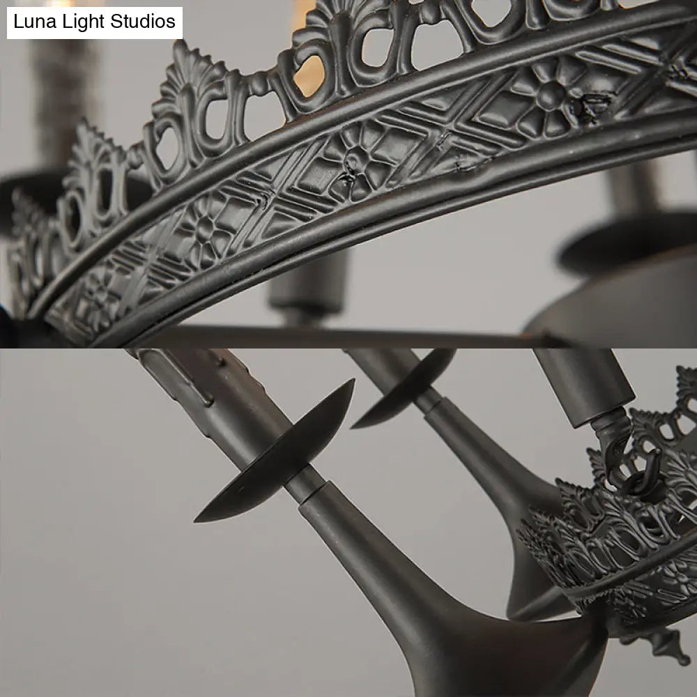 Iron Candle Chandelier Light Fixture - 6/8 Heads Black Dining Room Hanging Ceiling