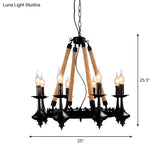 Iron Candle Chandelier Light Fixture - 6/8 Heads Black Dining Room Hanging Ceiling