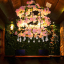 Iron Chandelier With Antique Black Finish Cylindrical Cage Design Crystal Drops And 6 Bulbs -