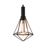 Iron Diamond-Shaped Pendant Light Antique 1-Light Dining Room Hanging Fixture Black / C