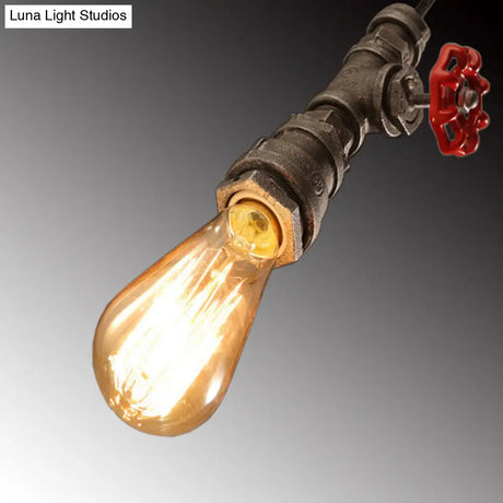 Iron Industrial 1-Light Pendant Ceiling Light With Exposed Bronze Bulb For Restaurant Down Lighting