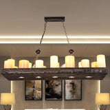 Iron Lantern Chandelier Antique Pendant Lighting For Commercial Restaurants With Wooden Accents