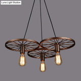 Iron Rustic Chandelier With 3/6 Hanging Lamps For Dining Room Suspension