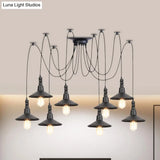 Iron Saucer Vintage Led Pendant Light With Multiple Lights Black Finish